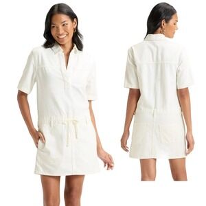 Universal Thread Women's White Cotton Drop Waist Drawstring Mini Dress Size M